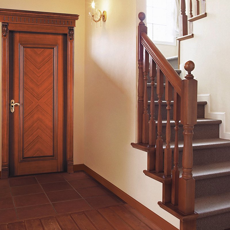 Runcheng Woodworking X036  Interior veneer composited modern design wooden door Solid  Wood  Composite Door image9