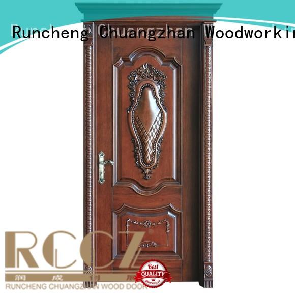 pure modern design composited Runcheng Woodworking Brand solid wood composite doors