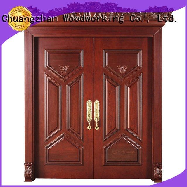 pure solid interior double doors glass Runcheng Woodworking