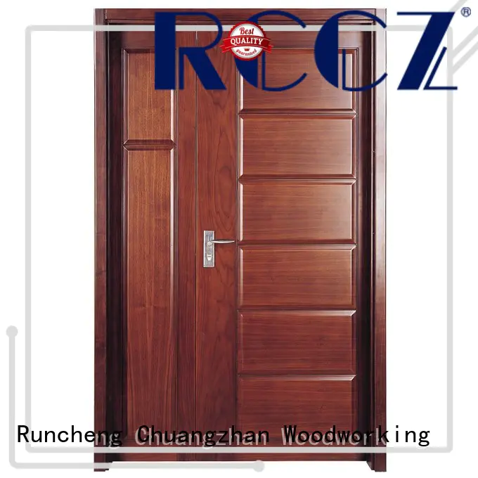 Runcheng Chuangzhan modern double wood doors with glass supply for indoor