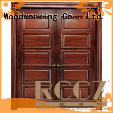 white double doors glass interior door solid Runcheng Woodworking