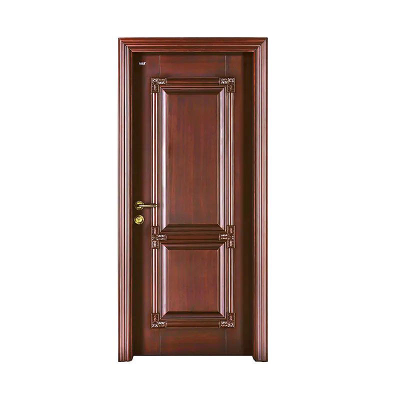 Classic style walnut wood exterior solid door S020