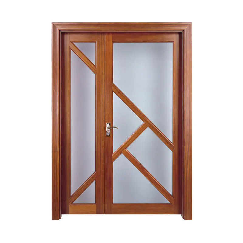 Simple style American Walnut wood glass exterior door C007