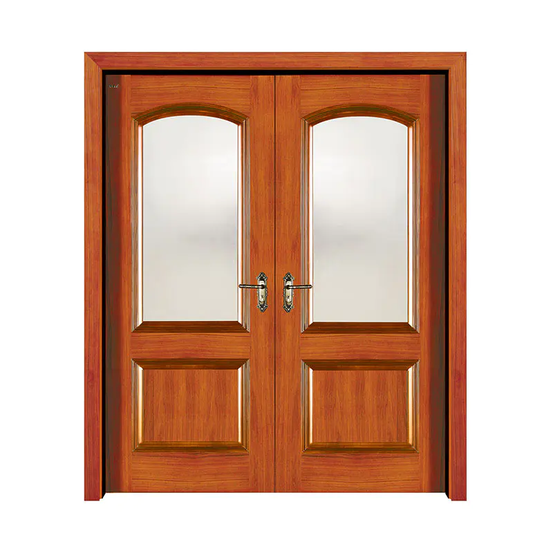 Apartment Golden Teak glass exterior  wooden door 8-S001
