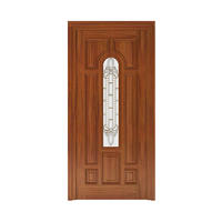 Simple style Golden Teak  glass exterior wood door WM0018