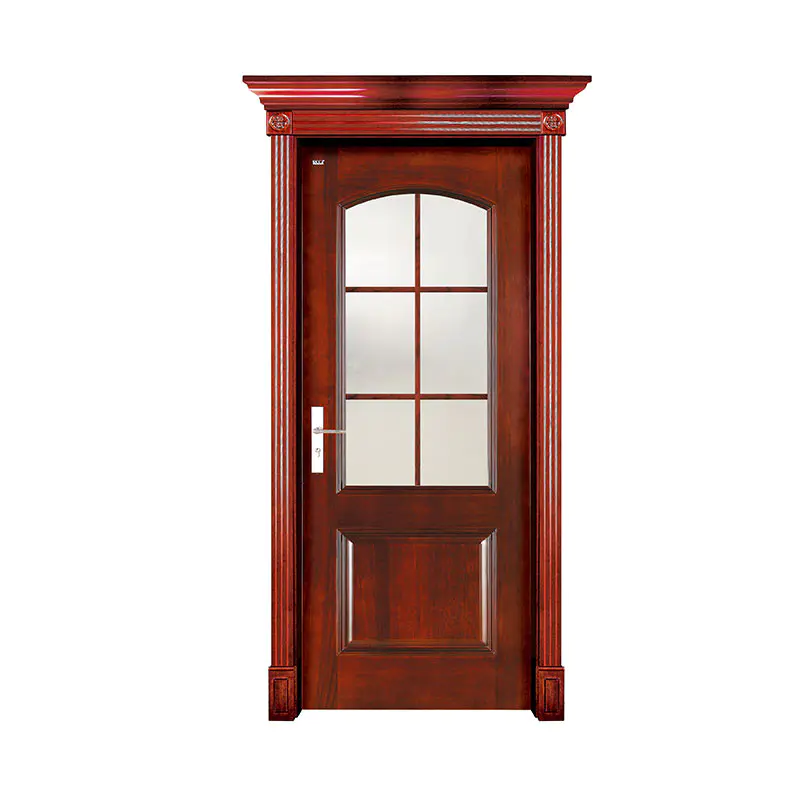 Simple style Sapele wood glass exterior door WM0022