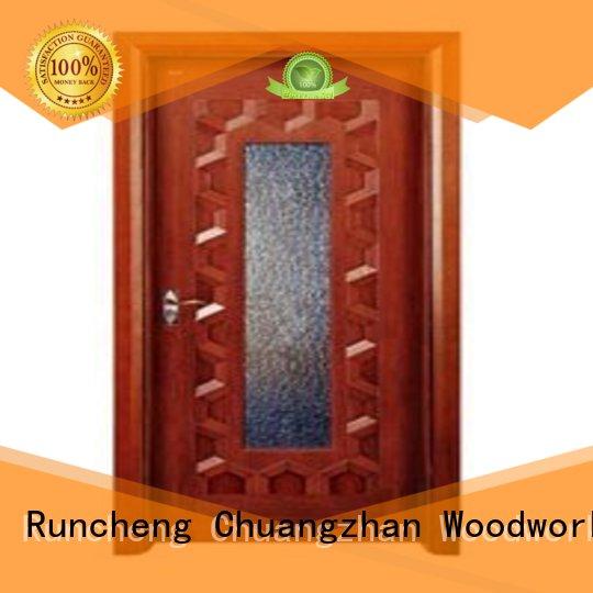 door wooden double glazed doors durable glazed Runcheng Woodworking company