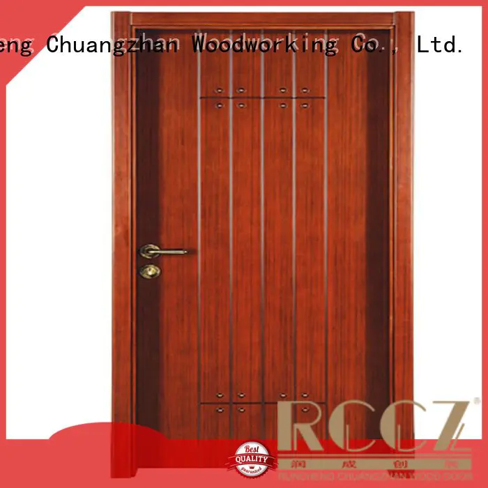 cheap wooden front doors door Runcheng Woodworking Brand