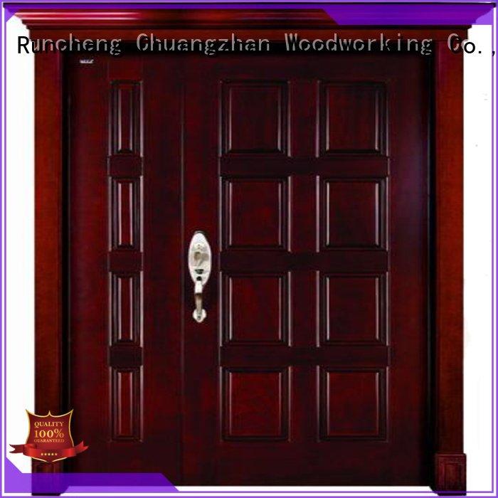 s003 wooden double doors Runcheng Woodworking double leaf solid wood door