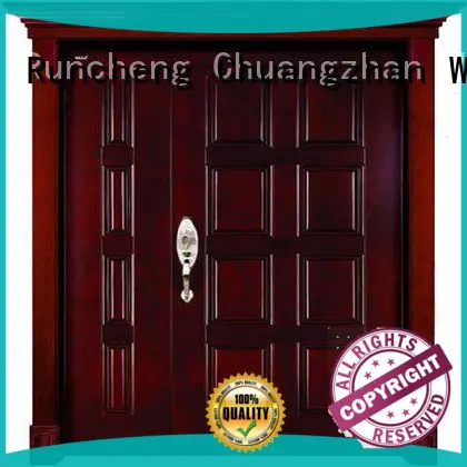 Runcheng Chuangzhan eco-friendly exterior wood double doors Suppliers for homes