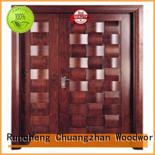 double solid quality door Runcheng Woodworking Brand white double doors manufacture
