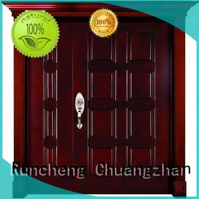 Wholesale double solid wood double doors door Runcheng Woodworking Brand