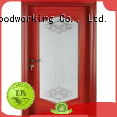 door wood wooden double glazed doors pure Runcheng Woodworking Brand