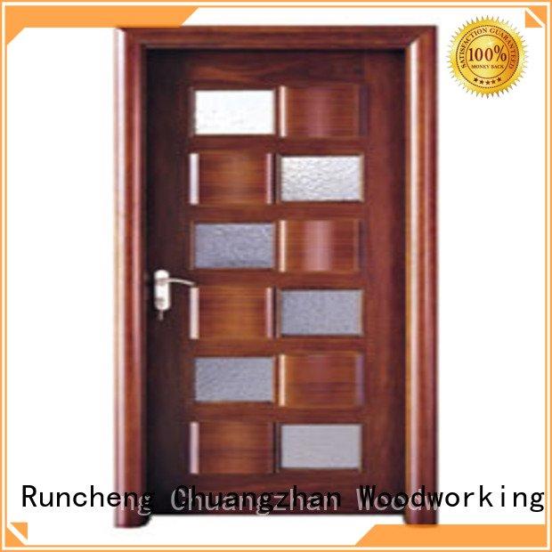wooden glazed front doors l0084 door wooden double glazed doors Runcheng Woodworking Brand