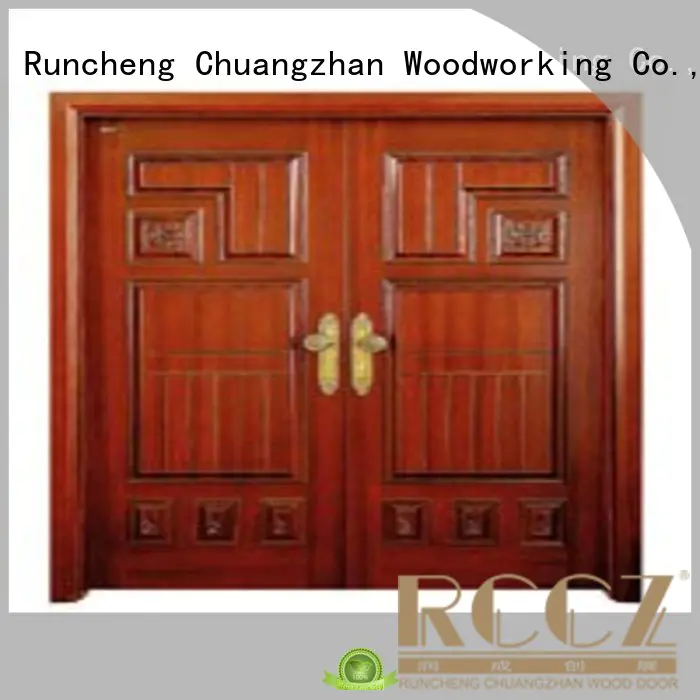 solid quality double door door white double doors Runcheng Woodworking Brand