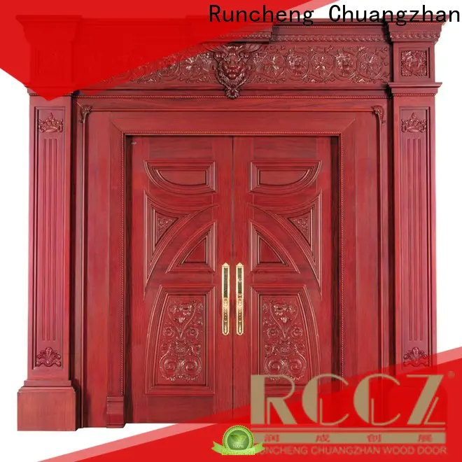 Runcheng Chuangzhan modern double door design in wood factory for villas